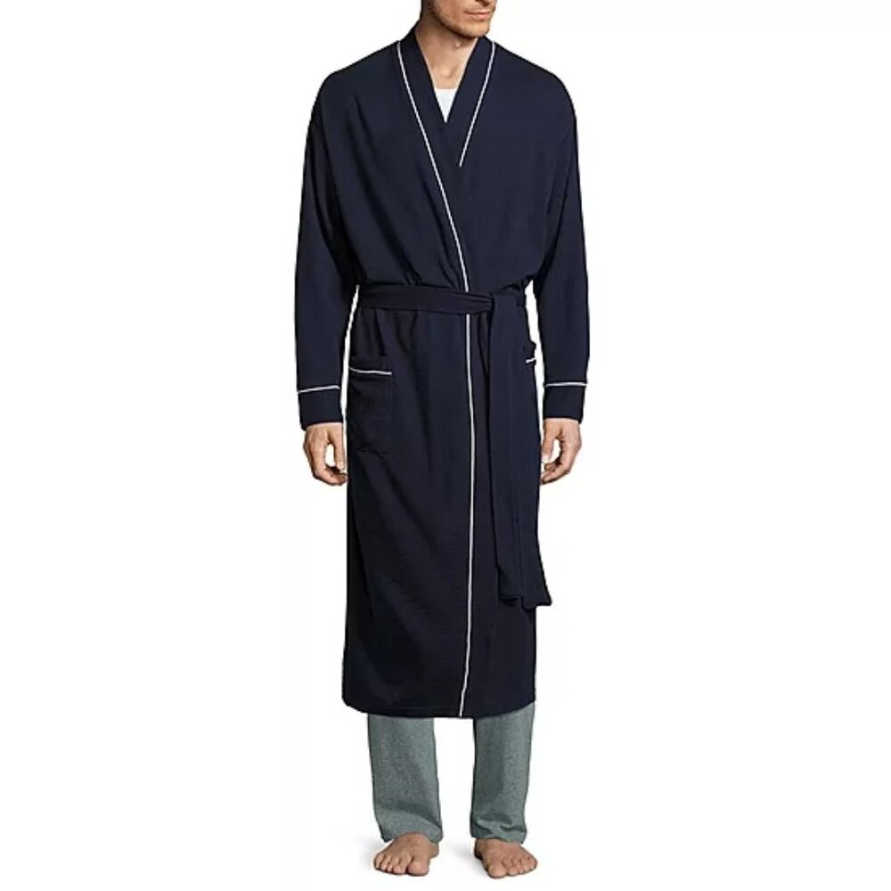 Stafford Waffle One Size Mens Waffle Long Sleeve Long Length Robe